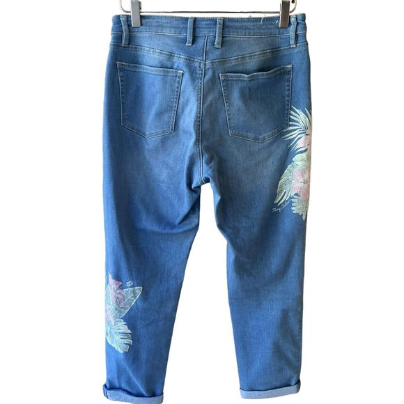 Tommy Bahama Temo Slim Boyfriend Jeans with Floral Print Accent - Size 27x29 - Picture 7 of 10